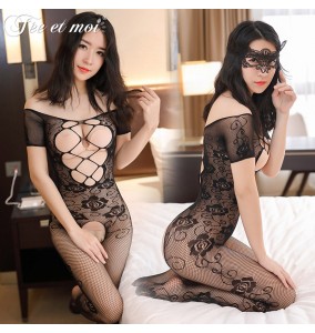 FEE ET MOI Sexy Seethrough Opened Body Stockings (Black)